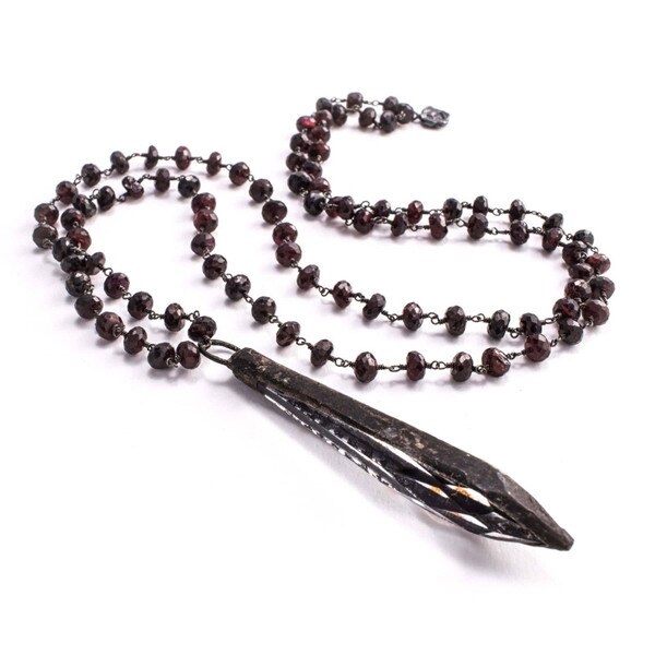 Faith Necklace Garnet 3" Crystal Point (Patina)
